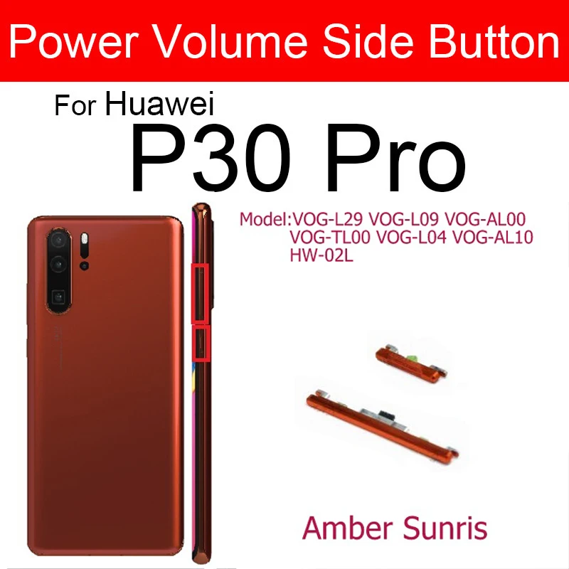 Boutons Latéraux Power Et Volume Pour Huawei P30 Pro - Couleur Blanc Perle - Neuf, Pièce De Rechange GLOBALSTOCK