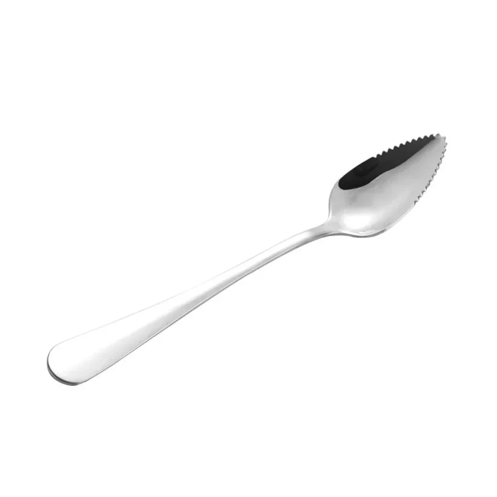 Stainless Steel Spoon 2PC Home Thick Stainless Steel Grapefruit Spoon Ice Cream Dessert Spoon Serrated Edge Fruit Coffee Stirring Spoons Tea Spoons