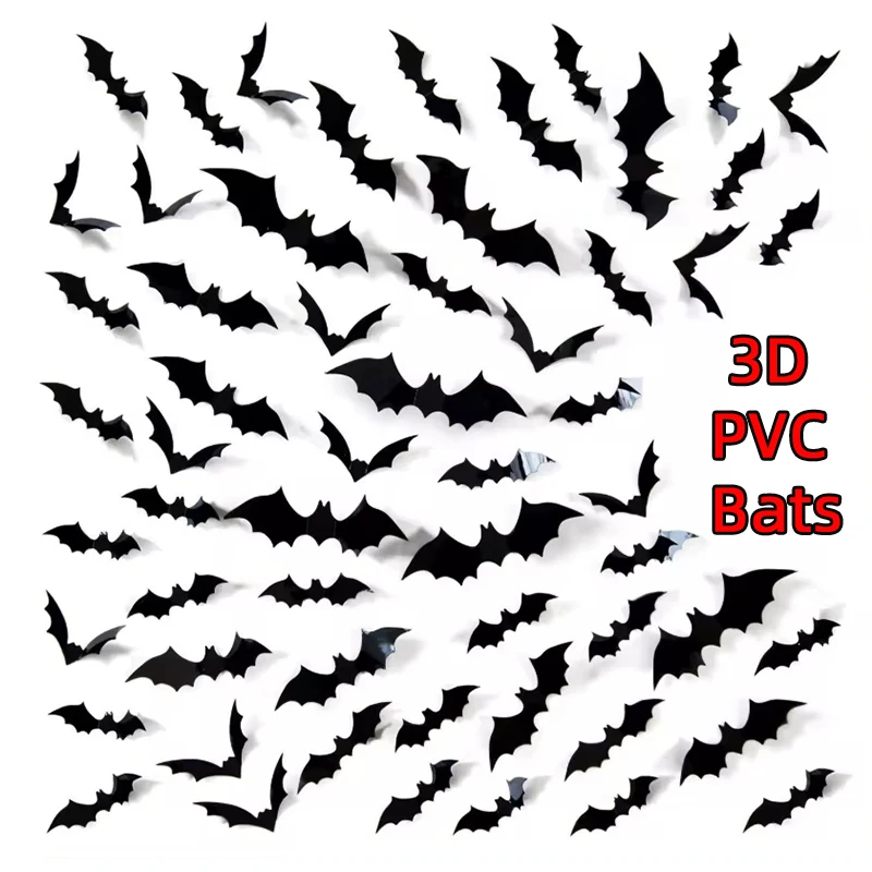 Wall Stickers Halloween Decoration 3D Black PVC Bat Halloween Party DIY Decor Wall Sticker Bar Room Party Scary Decos Props
