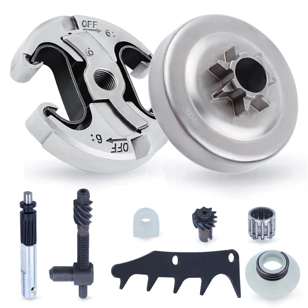 

325" 7T Clutch Drum Kit For Husqvarna 445 445E 450 450E Replace Parts Oil Pump Worm Gear Needle Bearing Kit Chainsaw Spare Parts