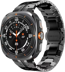 Luxury Stainless Steel Metal Strap for Smartwatch - No Gap Design Bracelet Wristband, 47mm Belt (Black)