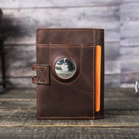 Luxury Brand Airtag Wallet Men Leather RFID Aluminum Card Holder Zipper Slim Purses Anti-lost ID Credit Card Folding wallets 1