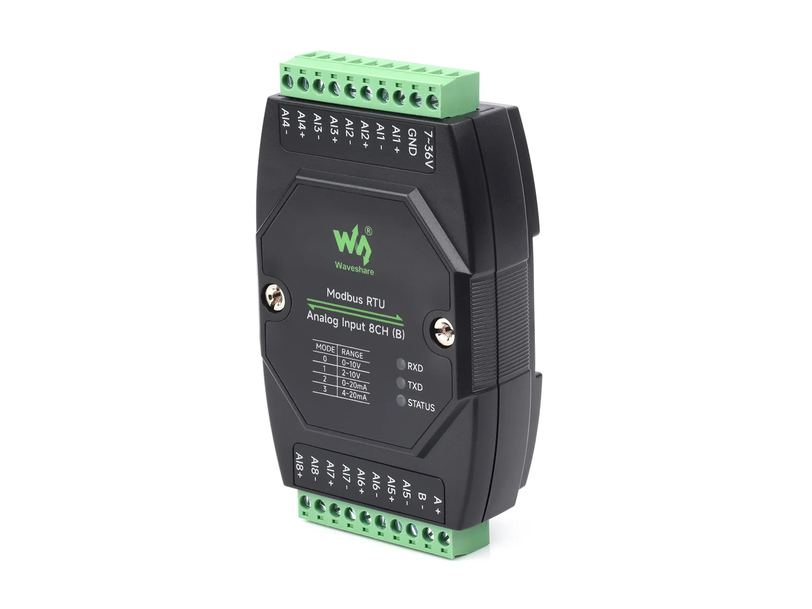 Waveshare Industrial Modbus RTU Analog Input 8CH Modbus RTU 12-bit High-precision Supports Voltage And Current Acquisition analog input module