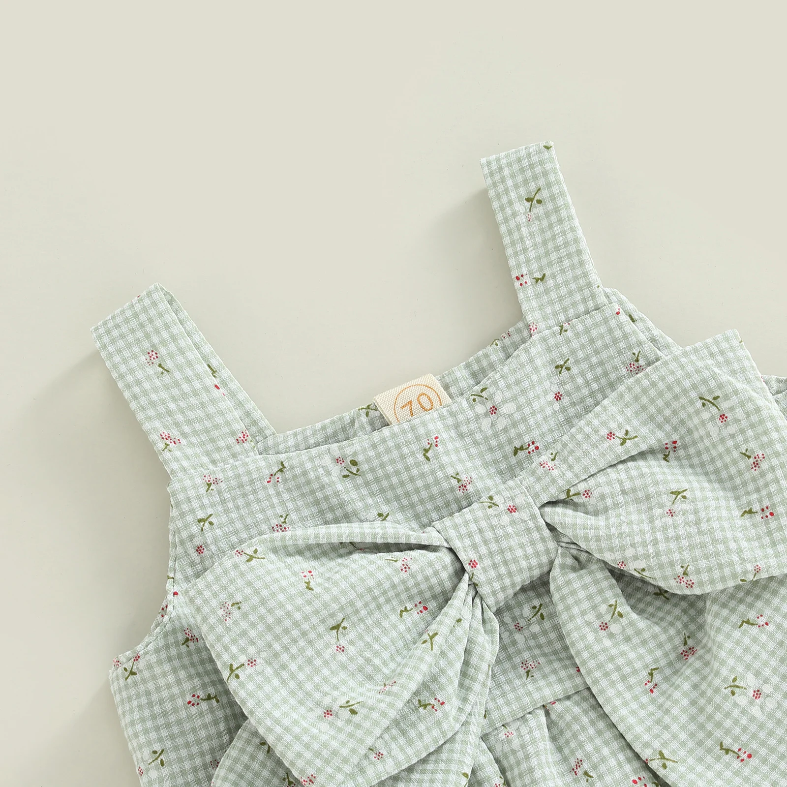 Citgeett Summer Infant Baby Girl Outfits Suit Plaid Pattern Floral Printed Bowknot Suspender Tops Shorts Clothes Set