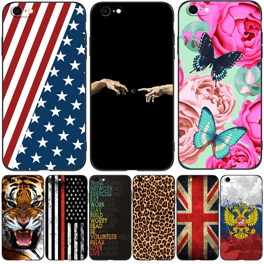 Per Iphone 5 S 5 S Se 2016 4.0 "Custodia Per Telefono Su Apple Iphone 6 S 6 S Plus Funda Bumper Custodia In Tpu Nero Uk Usa Flag Skull Wolf