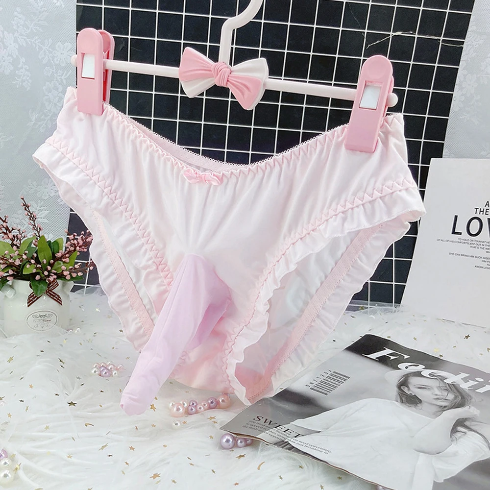 

Pink Lolita Sweet Women Men Briefs Thongs All Seasons Daily Gay Shorts Sissy Cute Bullets Separation Bag Underpants Underwear