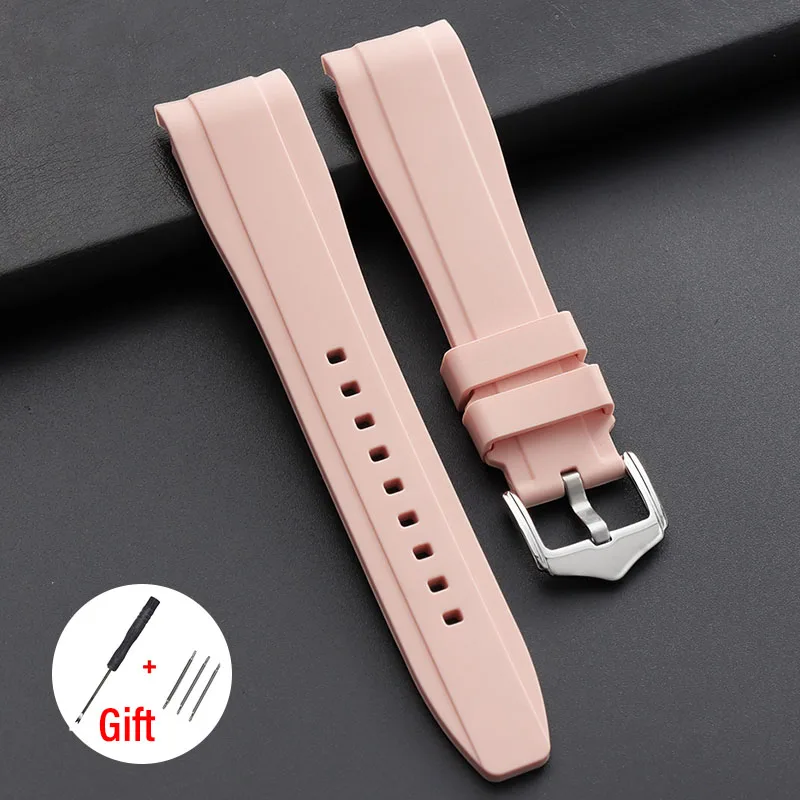 High-Quality Curved End Silicone Sport Watch Band - Waterproof Rubber Strap