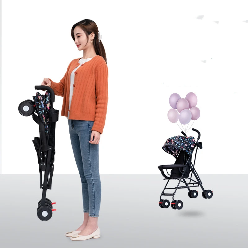 Baby Portable Stroller with Universal Wheels and Basket Foldable Baby Stroller with Backrest Can Only Be Used for Sitting