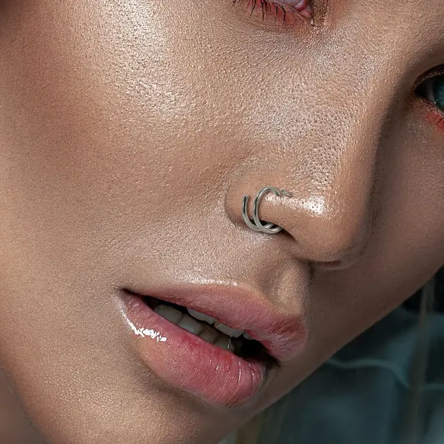 Anello Naso Doppio In Titanio G23 - Piercing Finto Ipoallergenico 20G, 8mm/10mm, Argento/Oro/Nero - Foto 7
