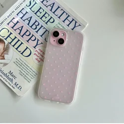 Chic Korean Pink Blue Wave Point Bow Phone Case Y2K Style Cover - iPhone 12 (Pink polka dots)