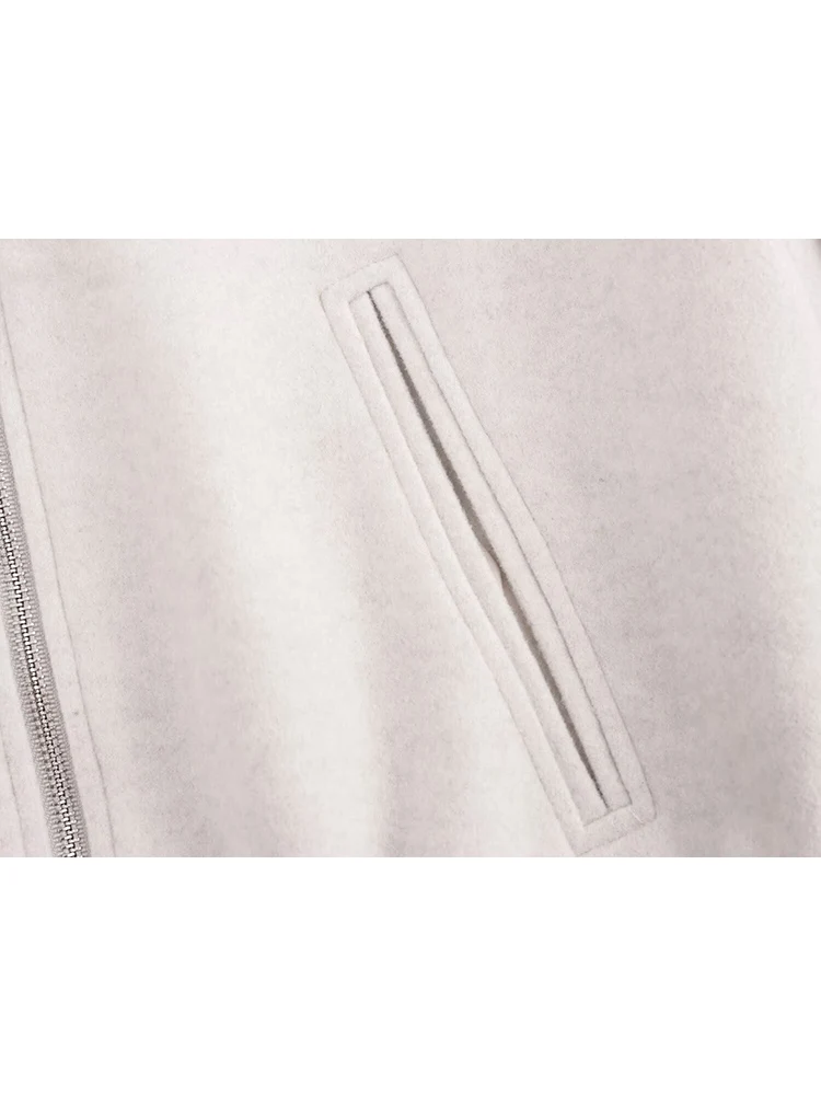 Women Cropped Bomber Jacket Autumn New Long Sleeve Round Collar Outerwears Casual Ladies Winter Fashion Zip Up Short Coats