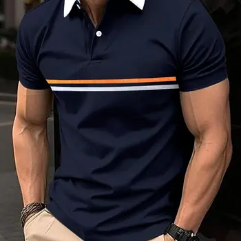 남성용 캐주얼 폴로 셔츠, 라펠 단추 스플라이싱, 슬림 골프 스트리트 웨어, 용수철 및 여름 베스트셀러