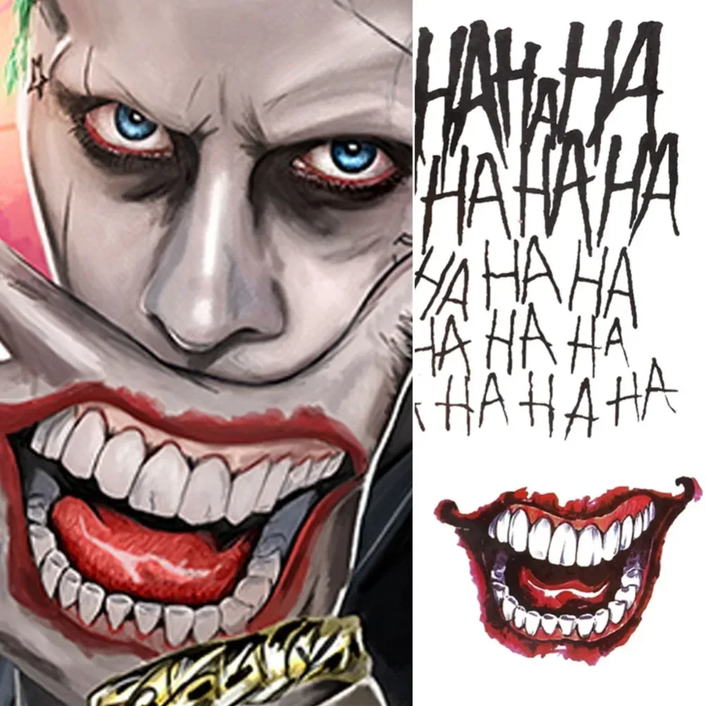 4 Styles Temporary Tatoo Waterproof Fake Tattoo Sticker The Joker Halloween Tattoos Tatouage Tatto For Men Women 2