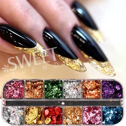 Gorgeous Sparkly Gold Leaf Nail Art Glitter Flakes and Metallic Sequins (S45)