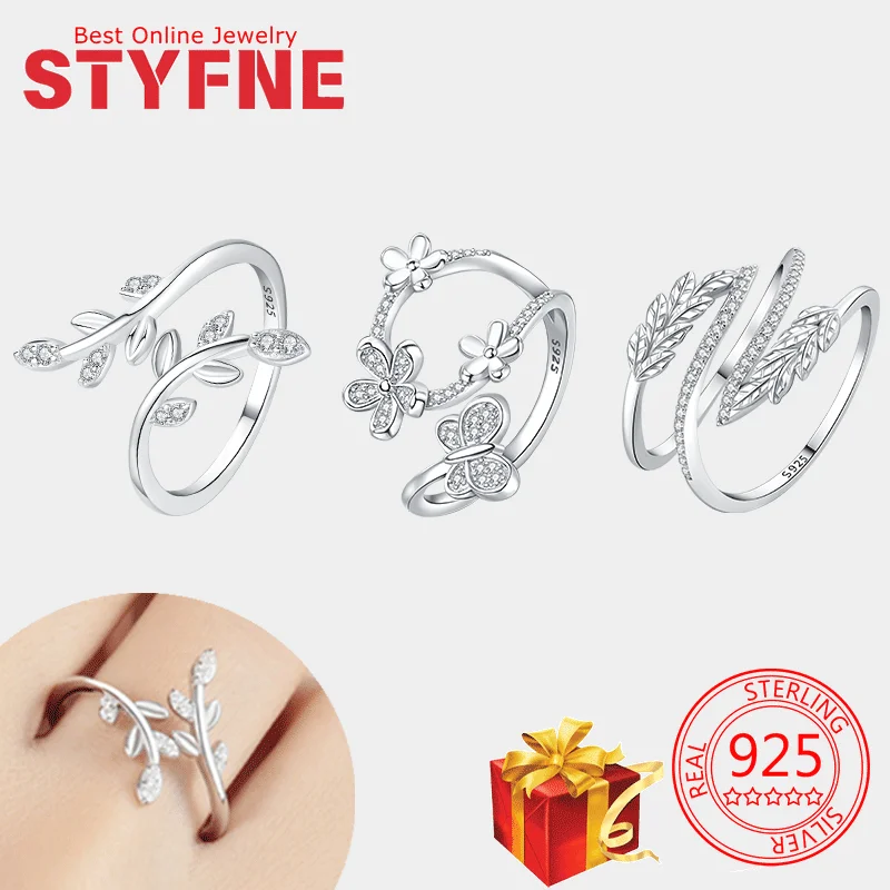 الزهور امرأة خواتم S925 فضة خاتم للأزياء مكعب زركونيا خاتم لابنتي خواتم مع شنطة هدايا