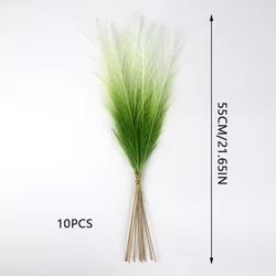 Set of 10 Artificial Pampas Grass Stems for Elegant Floral Arrangements and Home Decor (Green)