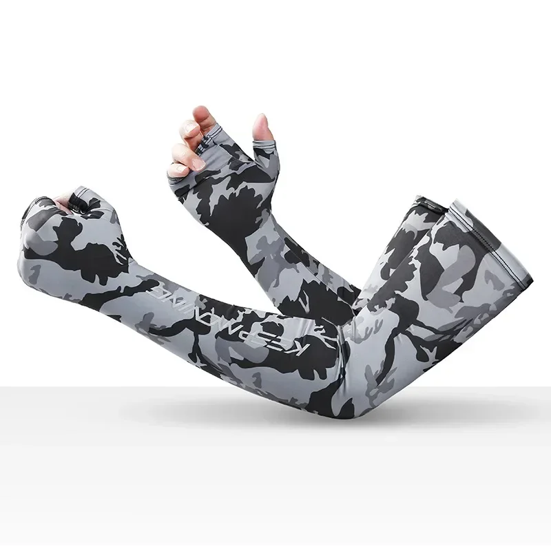 Manchons de cyclisme pour hommes et femmes, Cool d'été, manchette, fitness en plein air, gant de Camouflage, manches de bras, Protection solaire, soie glacée