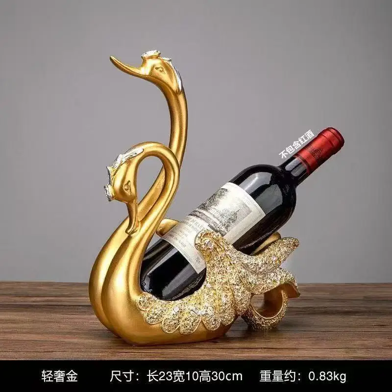 Estante para vino tinto de estilo europeo hecho de Material de resina elaborado por caballos cisnes estante para vino ligero de lujo y elegante mueble para vino