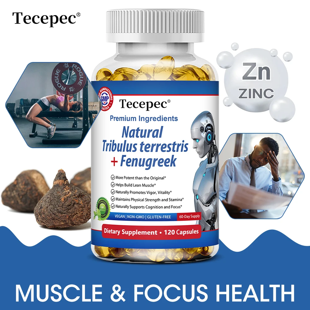 Natural Tribulus Terrestris+ Fenugreek Capsules-with Maca-Supports Energy,Mood,Stamina & Immunity