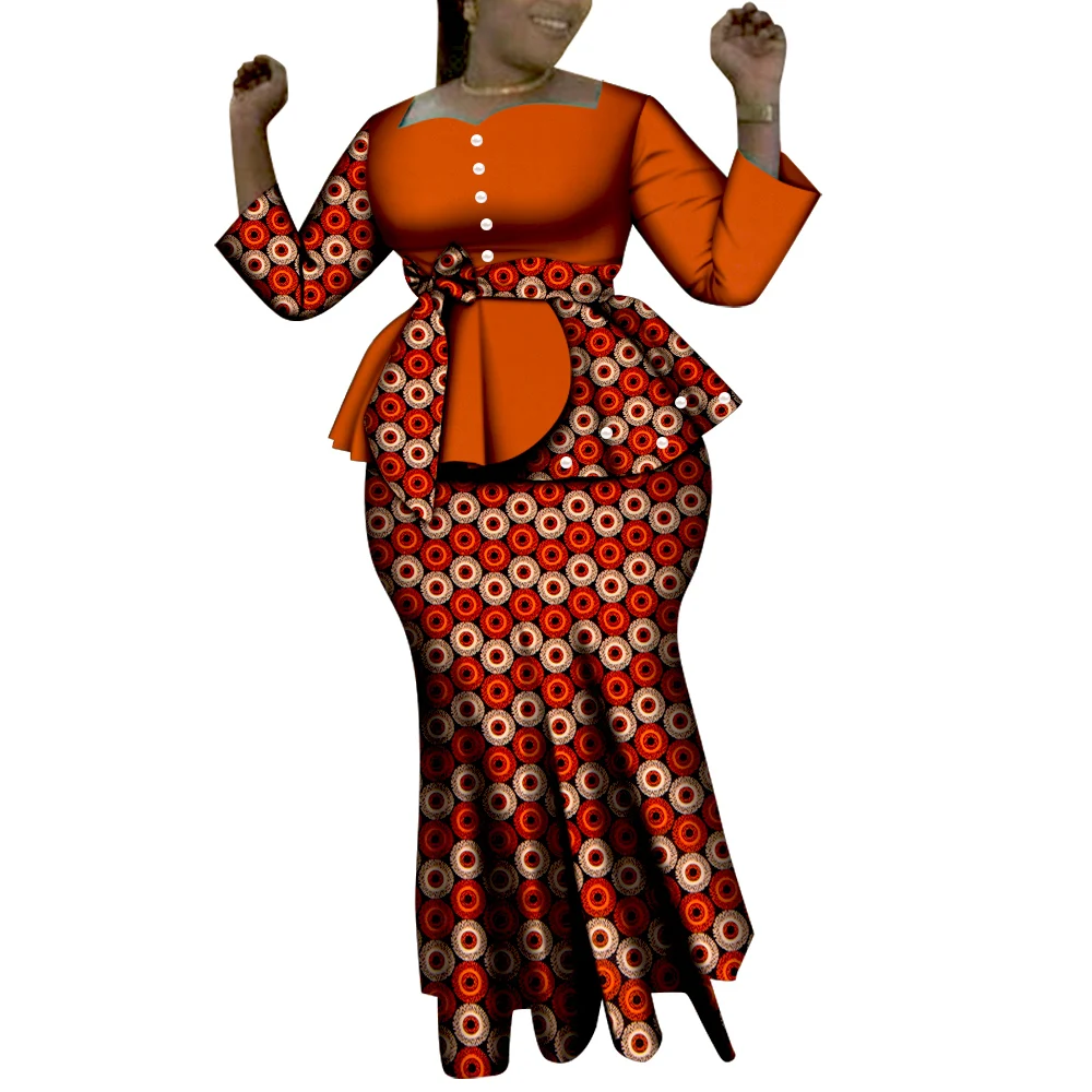 African Women Clothes Tops and Maxi Skirt Sets for Women Dashiki 2 Piece Skirt Sets Party Wedding Clothing WY6635