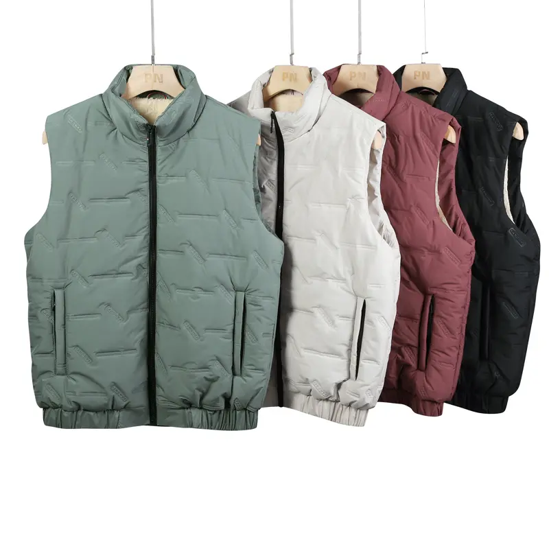 Men's Autumn Winter Letter Tie Flowers Solid Turtleneck Zipper Pockets Sleeveless Cardigan Vests Coats Fashion Casual Tops - Image 5