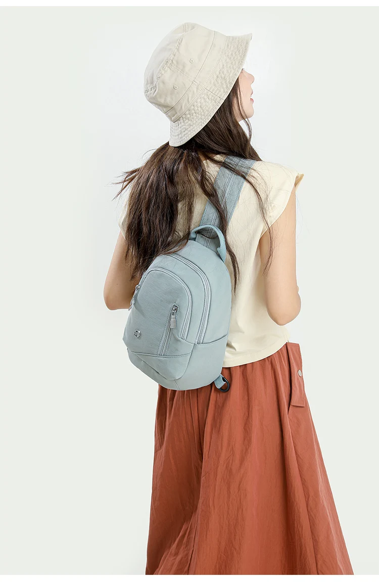 Sechsfarbiger Nylon-Mini-Rucksack, Kleiner Rucksack mit mehreren Fächern für den täglichen Gebrauch, Modischer Damen-Freizeitrucksack – Detail 3