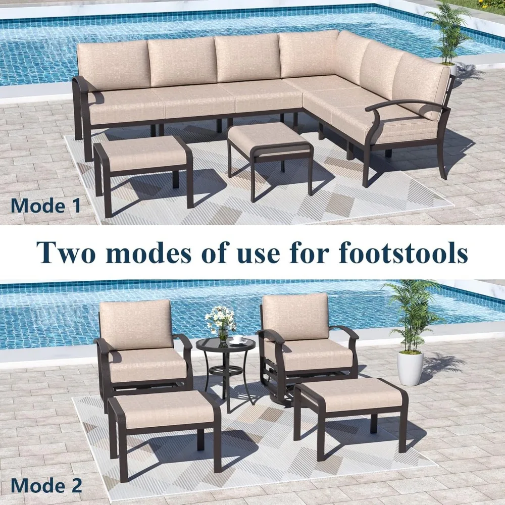 Aluminum courtyard furniture set, equipped with propane pit table and swivel chair, suitable for courtyards, poolside beaches 6