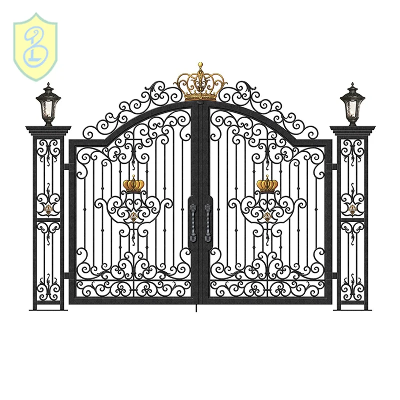 Exterior Metal Sliding Wrought Iron Gate Galvanized Steel Fence Door Iron Gate Design
