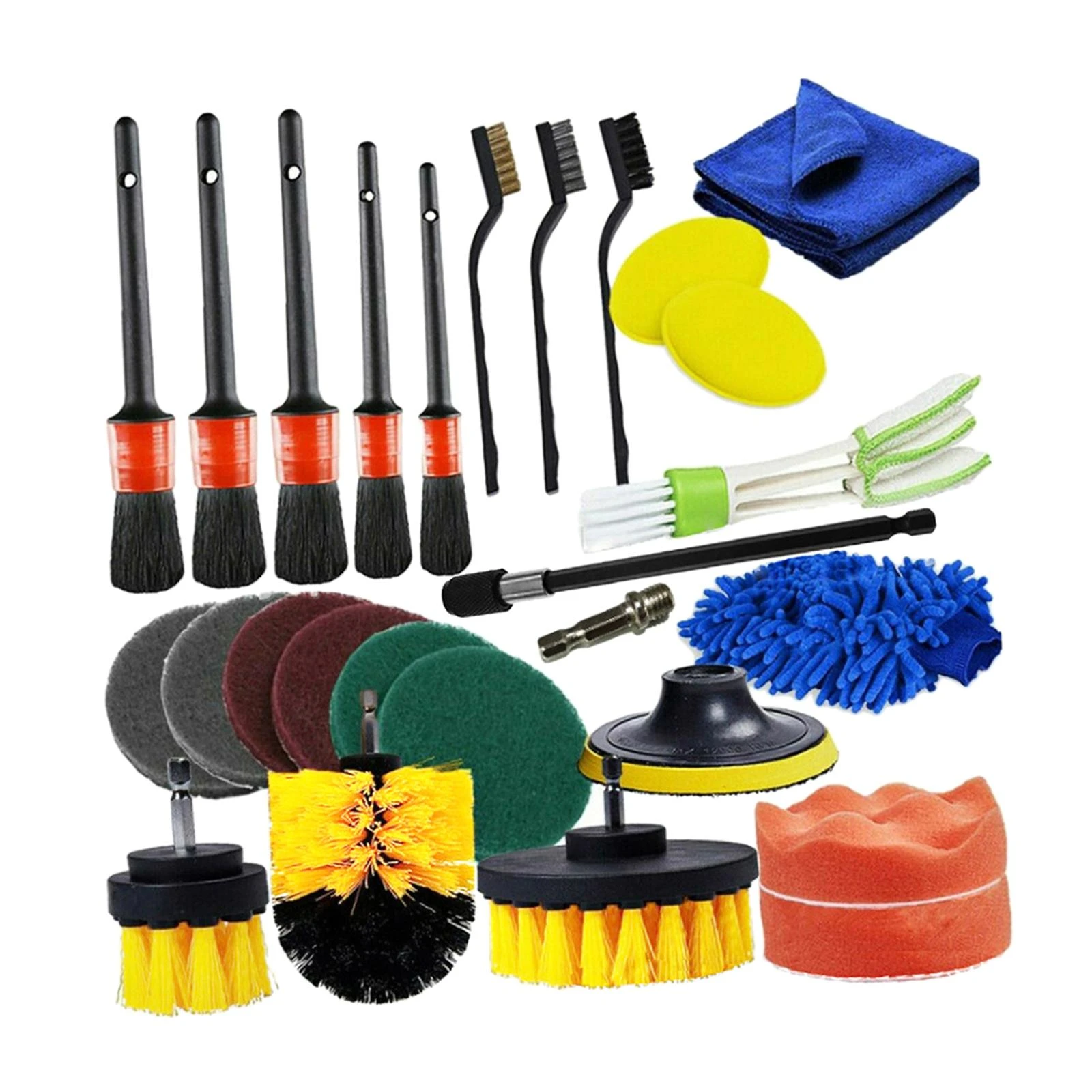 26 Pieces Detailing Brushes Kit Drill Polishing Cleaning Brush Set For