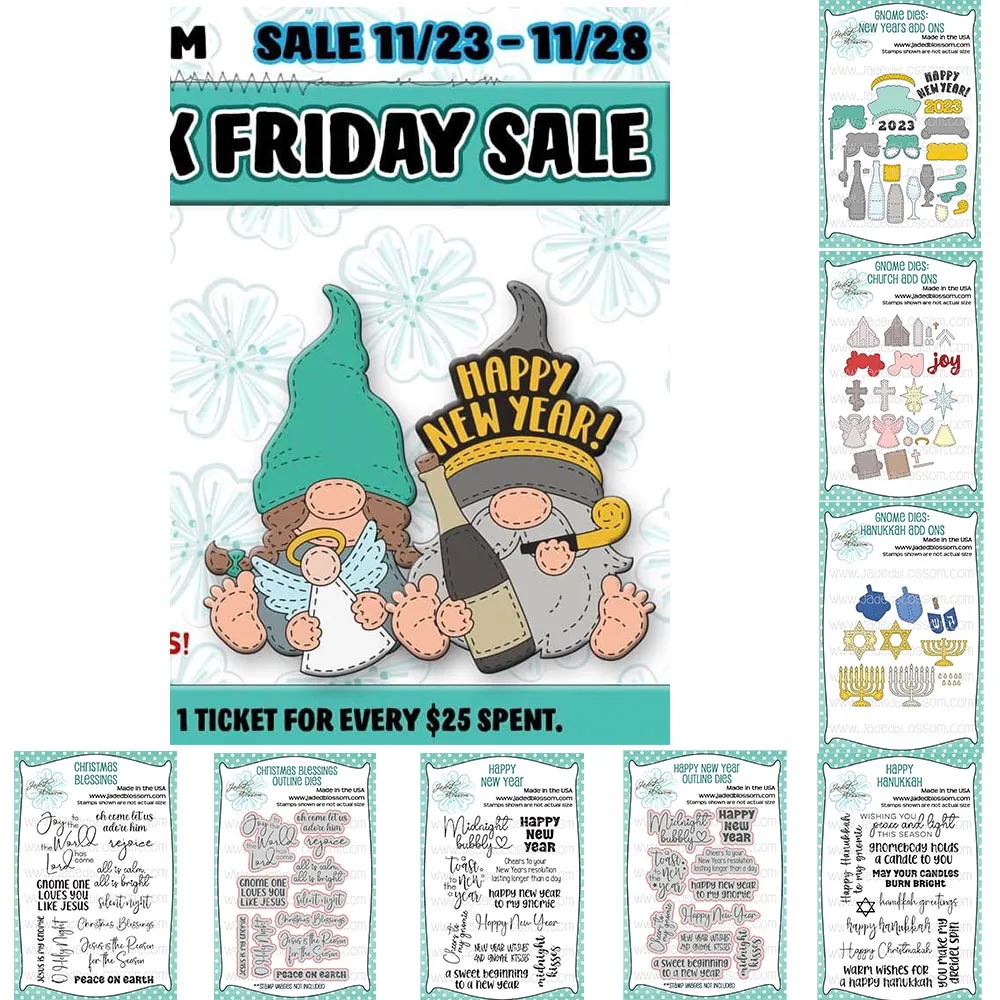 Diy Album Scrapbook Crafts Mold Crafts Happy New Year Hanukkah Church Add Blessings Christmas 2023 Metal Cutting Dies Stamp Dies - Aliexpress 