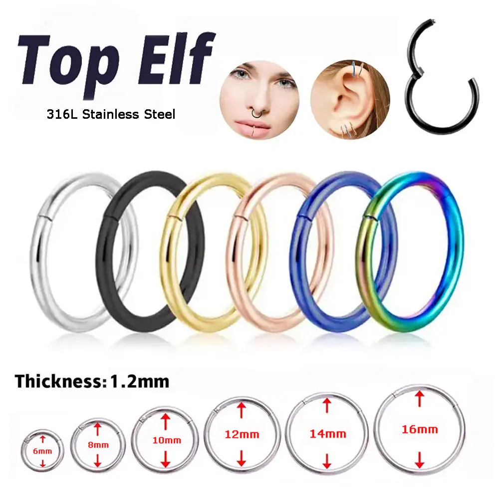 Wholesale 316L Stainless Steel Hoop Earring Nose Ring For Women Lip Ear Hoop Punk Basic Nose Accessories