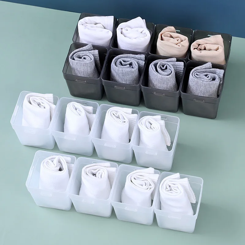 

4 Pcs Snap-type Combination Drawer Sorting Storage Box Drawer Partition Free Combination Organizer Transparent Bra Drawer