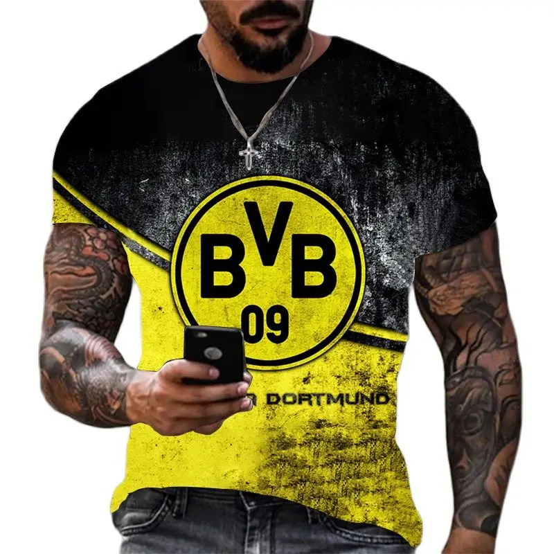Футболка Bvb мужская оверсайз с круглым вырезом клуб Дортмунд повседневная