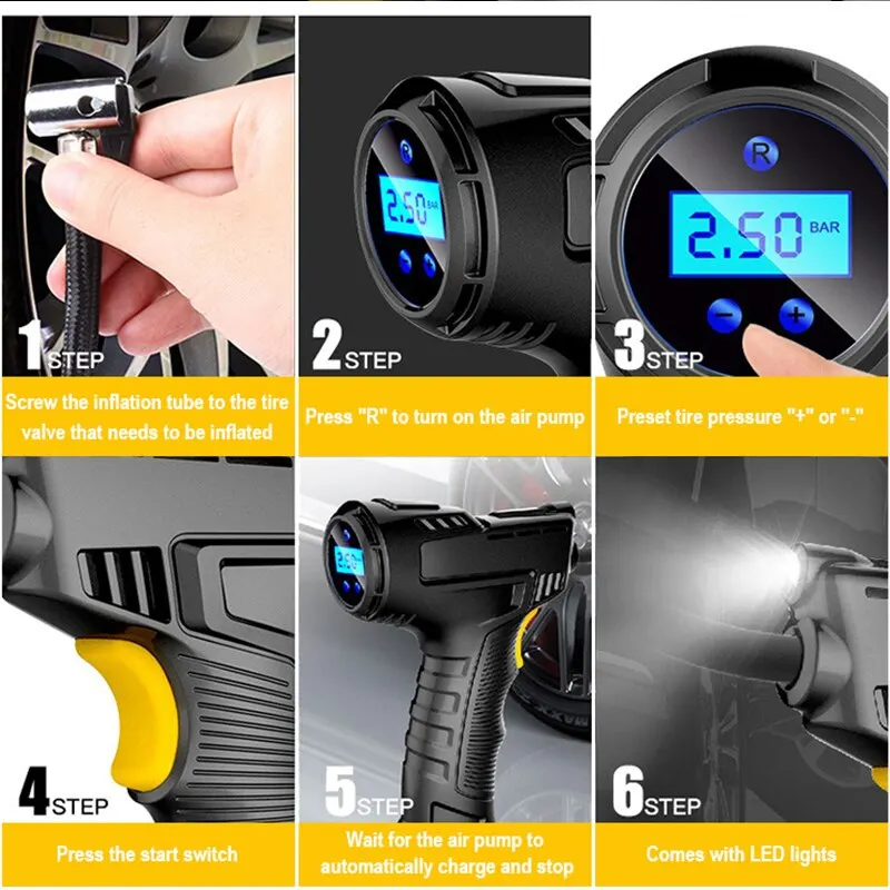 120w Handluft kompressor kabellose/kabel gebundene aufblasbare Pumpe tragbare Luftpumpe Reifen füller digital für Auto Fahrrad bälle