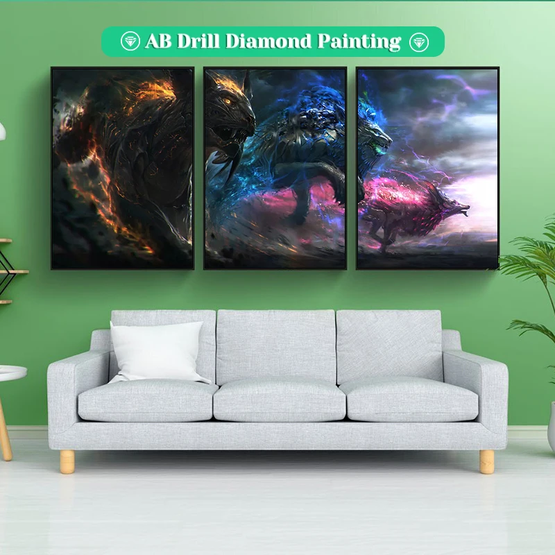 

Алмазная живопись 5D "сделай сам", монстр-хаунд, животное на молнии, большая вышивка алмазами, мозаика, искусство, рисунок, клей, домашний декор