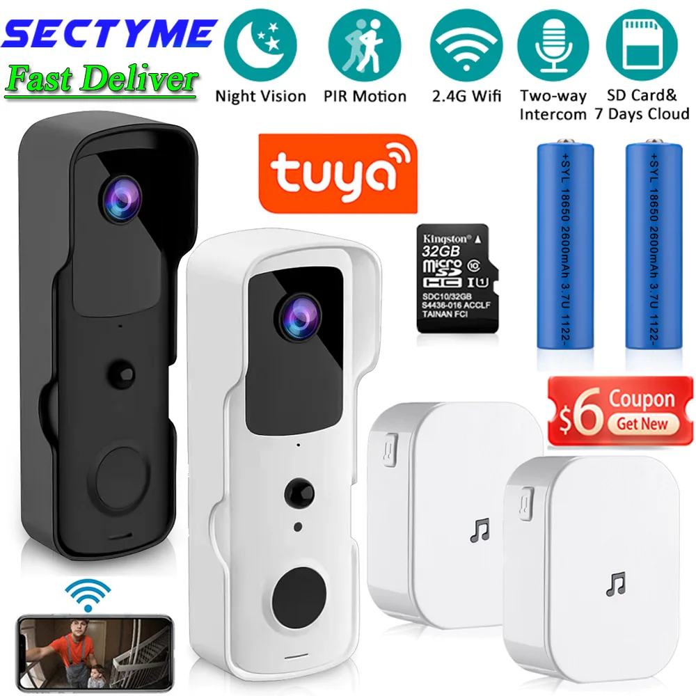 sectyme-tuya-smart-home-video-campainha-camera-sem-fio-impermeavel-wifi-campainha-visao-noturna-pir-protecao-de-seguranca-1080p-novo