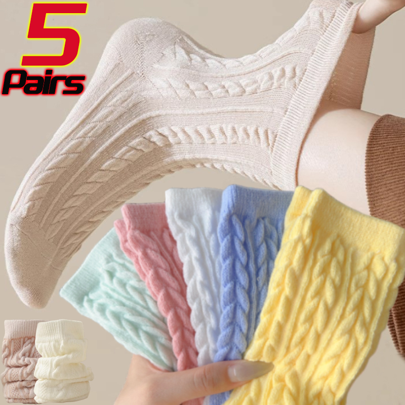 Warm Women's Socks New Winter Japanese Fashion Solid Color Fluffy Socks For Girls Home Thick Cute Floor Socks Kawaii Autumn Soft