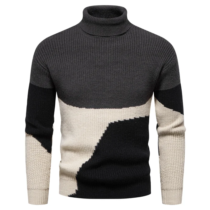 

Men's Top Designer Turtleneck Pullovers New Fashion Brand Plain Pullover Knitted Sweater Men Korean Casual Slim Fit Warm Sweater