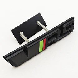 3D Metal RS Logo Emblem Car Badge Sticker (Grille Grey Black)