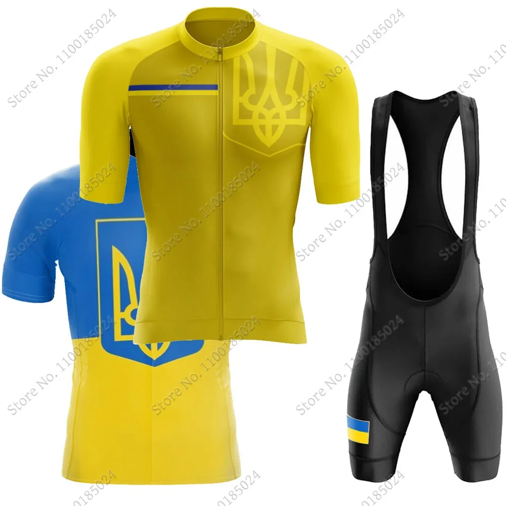 Cycling Jersey Set Men Cycling Clothing Road Bike Shirts Suit Bicycle bib Shorts MTB Maillot Cyclisme For Ukraine National Team