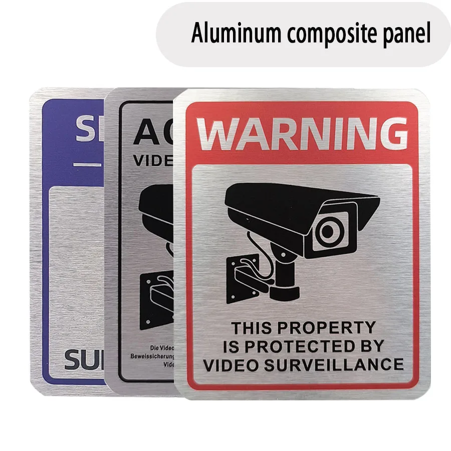 Aluminum plate monitoring prompt sign 24-hour English warning sign private territory courtyard monitoring area