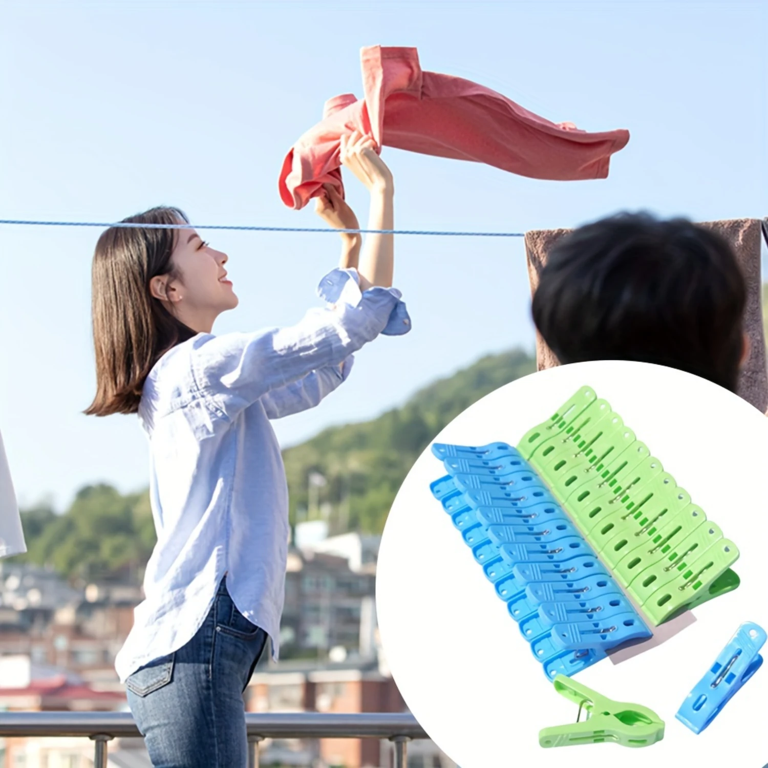 24Pcs Small Laundry Clothespins Strong Clamping Force Multifunctional Pegs for Drying Quilts Clothes Towel racks for bathroom