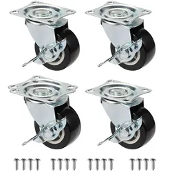 Set of 4 Durable Soundless 360° Swivel Furniture Casters - 1.2 Inch (4PCS Brake)