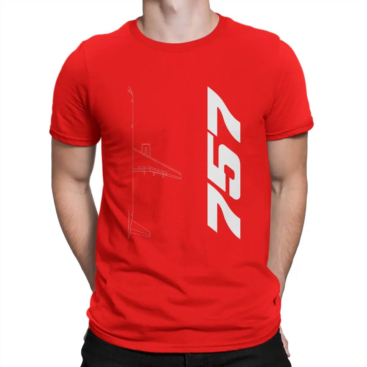 thumbnail image 1 of Camiseta Boeing 757 de algodón para hombre, divertida camiseta de cuello redondo para amantes de los aviones, ropa de manga corta, idea de regalo, 1 of 7