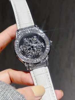 LSVTR brand single-piece fashionable women's watch, rhinestone setting, rotating starry sky dial, snowflake pattern, waterproof