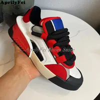Unisex Round Toe Genuine Leather Sneakers Mixed Colors Mens Flat Breathable Lace Up Casual Shoes Spring Male Sneakers 35-46 1
