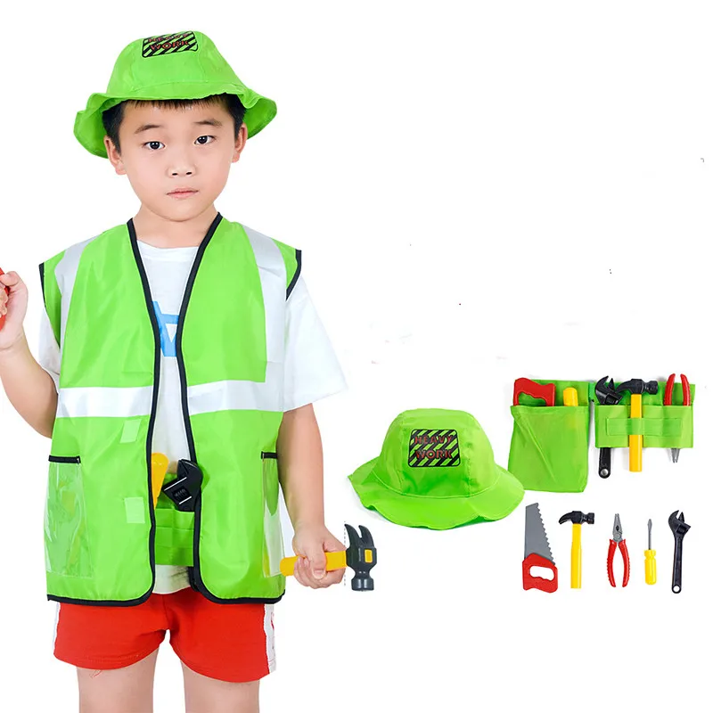 Costume de pompier pour enfants, jeu de rôle, ensemble de jouets avec  casque et accessoires - AliExpress