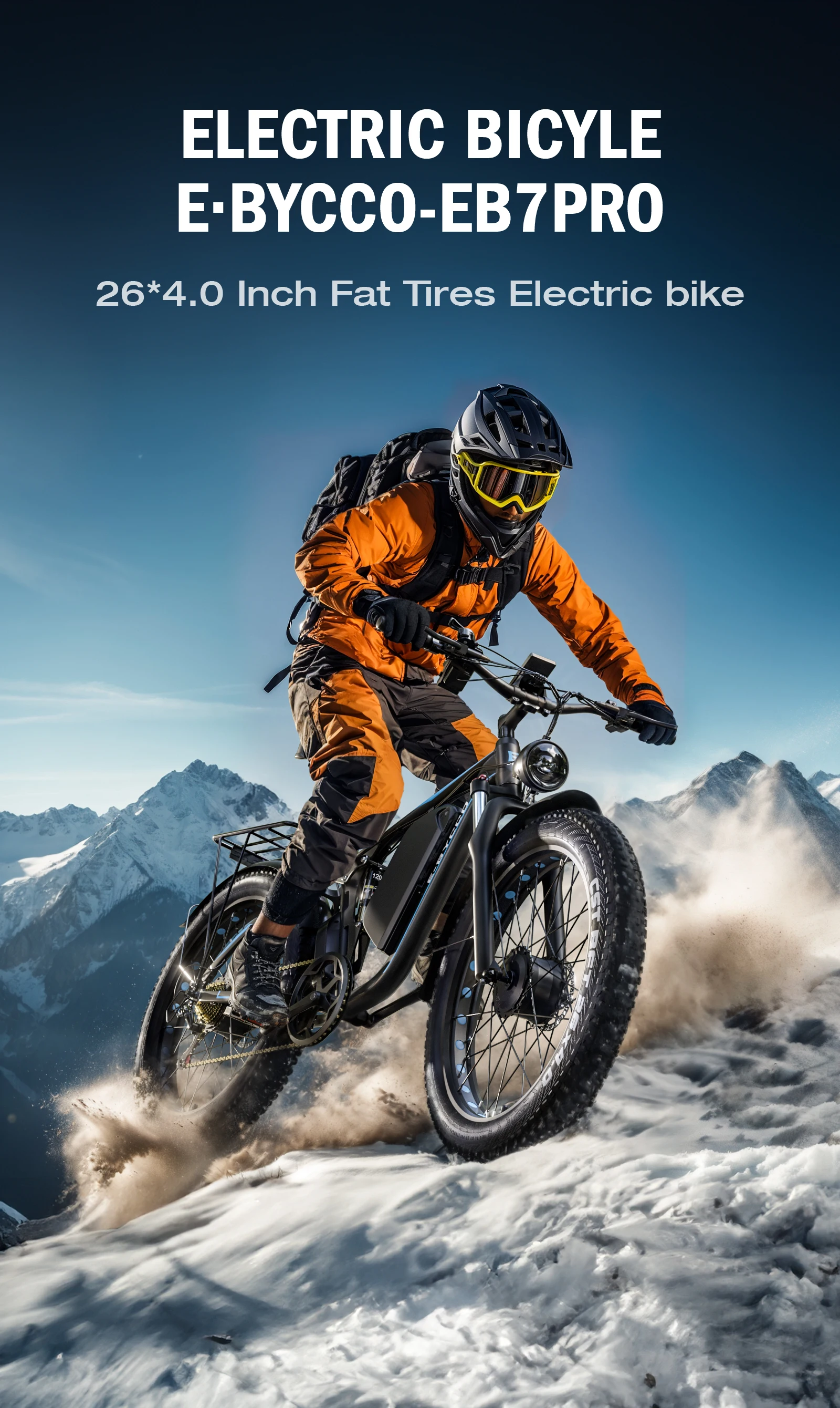 E-BYCCO EB7Pro Elektrofahrrad 52V 23AH Wasserdichter Akku Offroad 26x4.0 Fat Tire Allterrain E-Bike – Detail 12