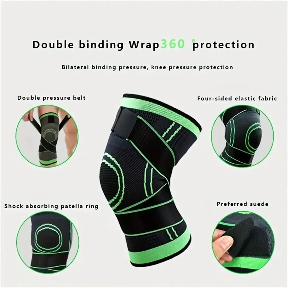 1PC Sports Knee Pad Men Pressurized Elastic Knee Pad Support Fitness Gear Basketball Volleyball Brace Tennis Cycling Protector knee pad knee support knee support sleeve knee brace knee wraps