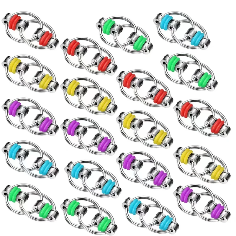 Decompression Bike Chain Fidget Finger Spinner Sensory Toy Metal Puzzle Keychain 1pc